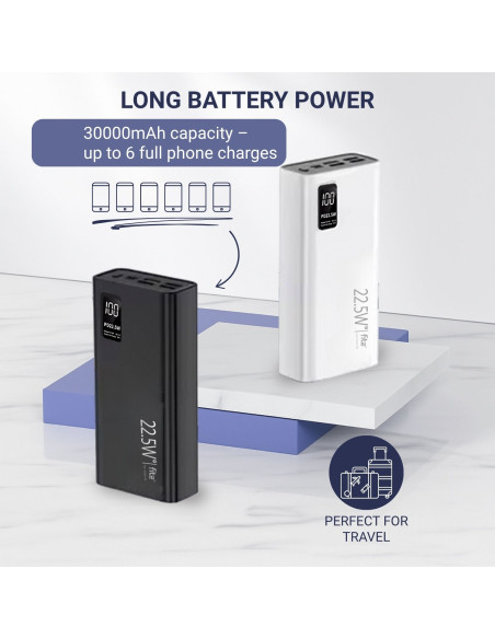 Išorinė baterija - powerbank FIT2 K9, 30000mAh, juoda