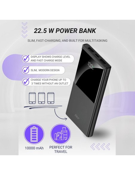 Išorinė baterija - powerbank FIT2 K10, 10000mAh, alyvinė — vaizdas 2