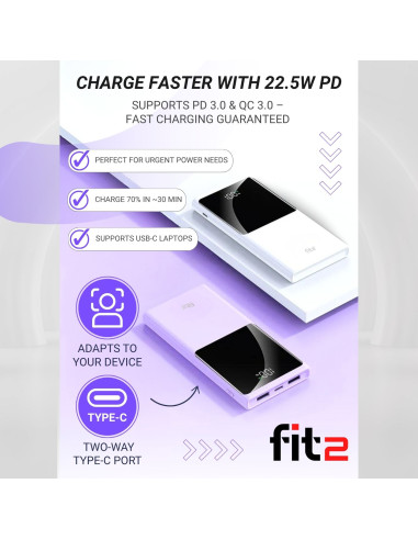 Powerbank FIT2 K10 10000mAh, Purple
