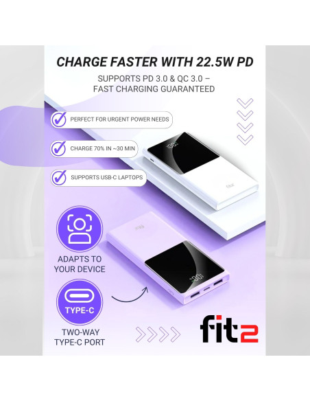Powerbank FIT2 K10 10000mAh, Purple