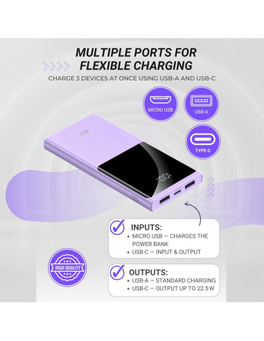 Powerbank FIT2 K10 10000mAh, Purple