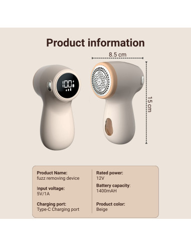 Drabužių pūkų rinkiklis FIT2, belaidis, elektrinis