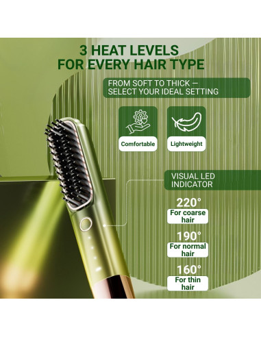 Cordless Electric Hair Straightening Brush Fit2