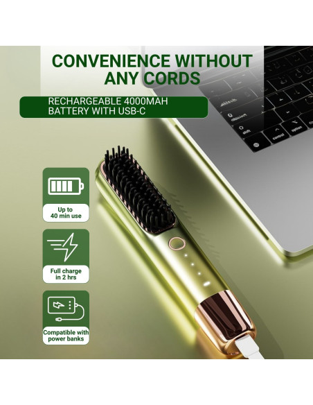 Cordless Electric Hair Straightening Brush Fit2