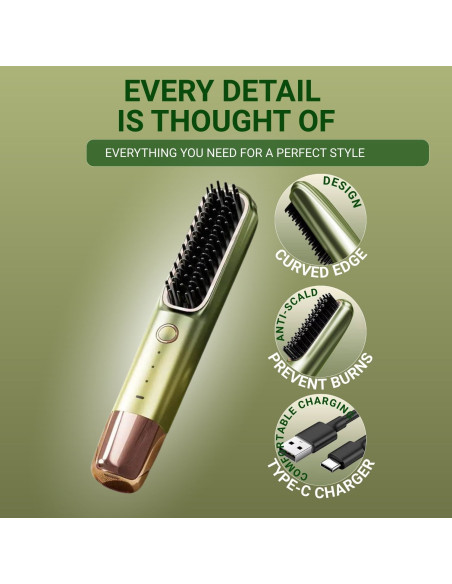Cordless Electric Hair Straightening Brush Fit2