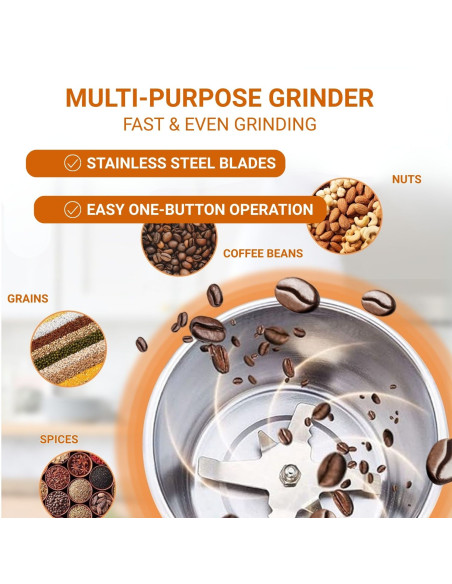 FIT2 Multi-Purpose Grinder – For Coffee, Nuts, Spices & Grains