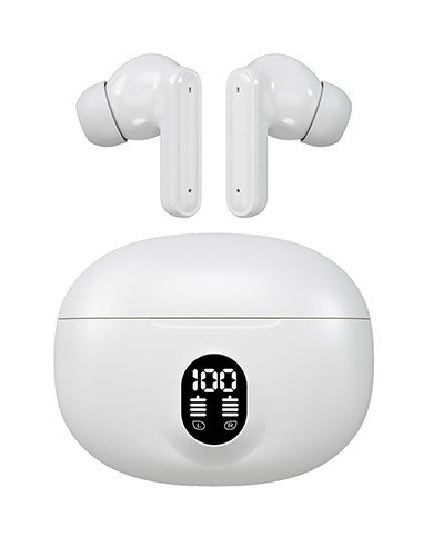 Belaidės TWS ausinės FIT2 FITH895 Bluetooth 5.4 su įkrovimo dėklu, balta