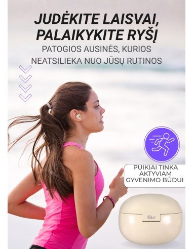 Belaidės TWS ausinės FIT2 FITH895 Bluetooth 5.4 su įkrovimo dėklu, balta — vaizdas 11