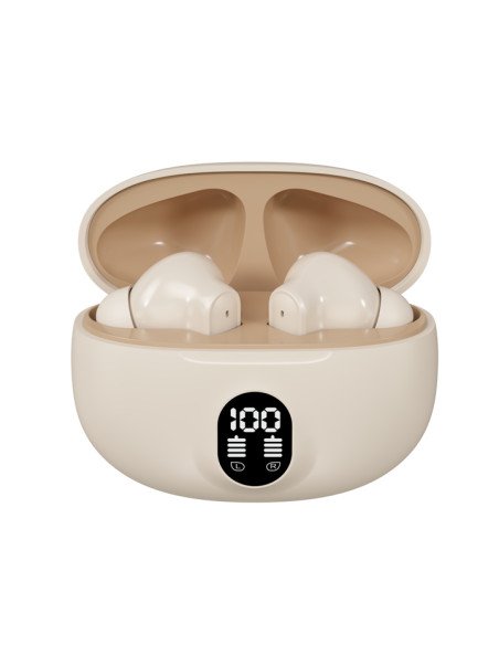 Belaidės TWS ausinės FIT2 FITH895 Bluetooth 5.4 su įkrovimo dėklu, smėlinė