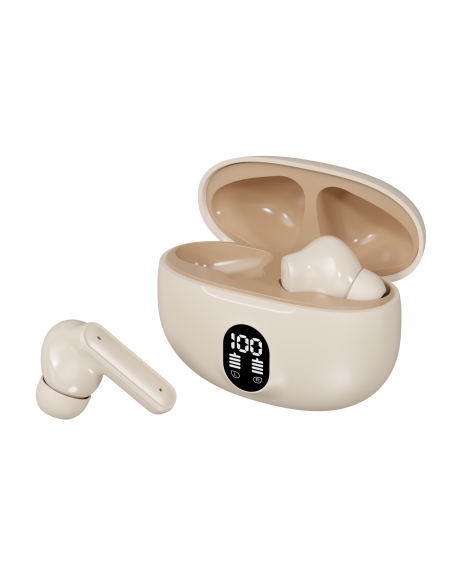 Belaidės TWS ausinės FIT2 FITH895 Bluetooth 5.4 su įkrovimo dėklu, smėlinė — vaizdas 2