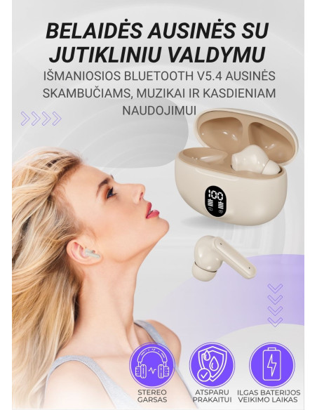 FIT2 Wireless Earbuds for Music & Call, FITH895, Beige