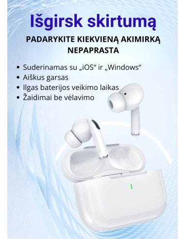 Belaidės TWS ausinės FIT2 FITY07 Bluetooth 5.4 su 13mm garsiakalbiu, balta — vaizdas 2