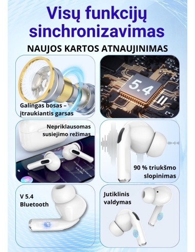 Belaidės TWS ausinės FIT2 FITY07 Bluetooth 5.4 su 13mm garsiakalbiu, balta — vaizdas 3