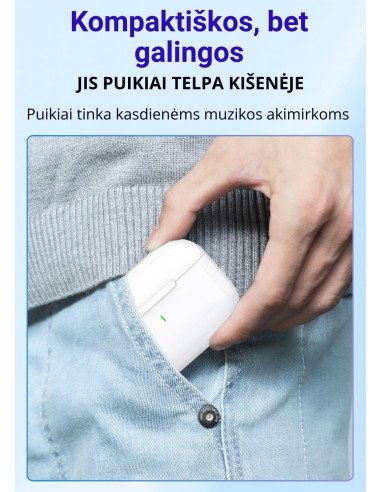 Belaidės TWS ausinės FIT2 FITY07 Bluetooth 5.4 su 13mm garsiakalbiu, balta — vaizdas 6
