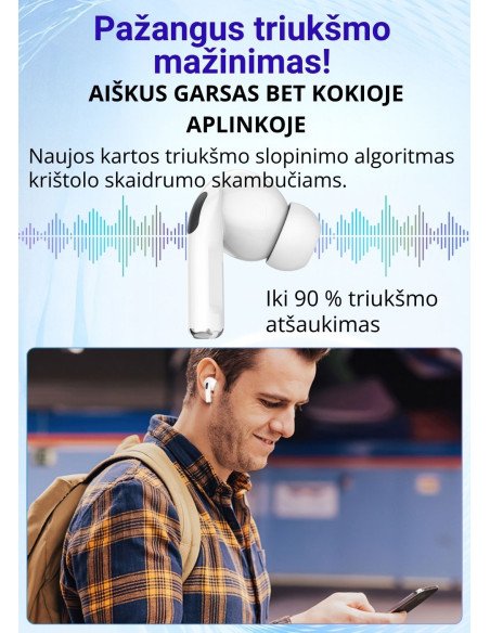 Belaidės TWS ausinės FIT2 FITY07 Bluetooth 5.4 su 13mm garsiakalbiu, balta — vaizdas 7