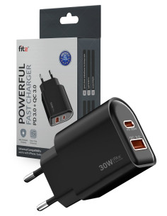 Greitasis įkroviklis FIT2, 30W (USB A +Type C), FITK22-J,...