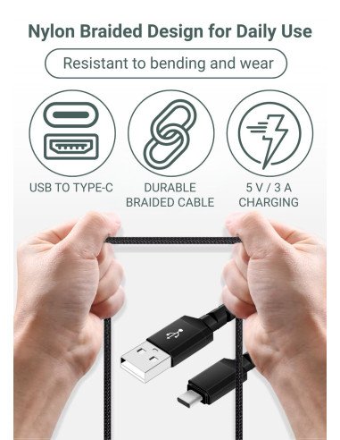 Data Cable FIT2, FITWS002, 15W, (USB A - Type C), black — view 3