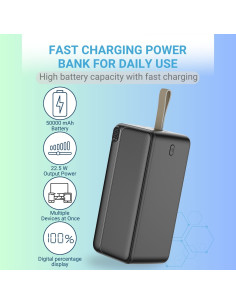 Išorinė baterija - power bank FIT2 22.5W, 50000 mAh juoda 2