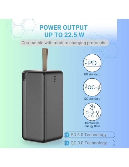 Išorinė baterija - power bank FIT2 22.5W, 50000 mAh juoda — vaizdas 3