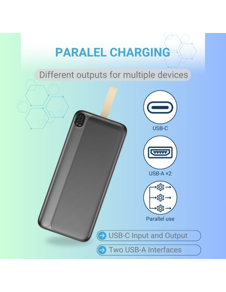 Išorinė baterija - power bank FIT2 22.5W, 50000 mAh juoda