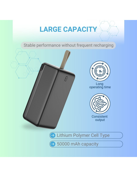 Išorinė baterija - power bank FIT2 22.5W, 50000 mAh juoda