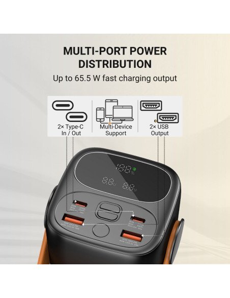 FIT2 PRO C40 Fast Charging Power Bank 40000 mAh, 65 W PD, LED display with LED light