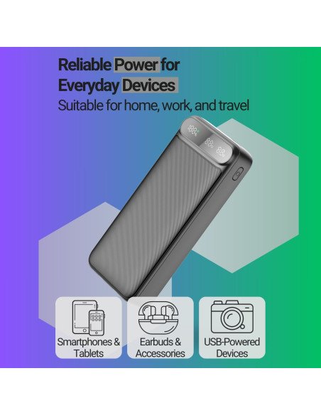 Powerbank FIT2 22.5W, 20000 mAh, Integrated Cables, Black — view 3