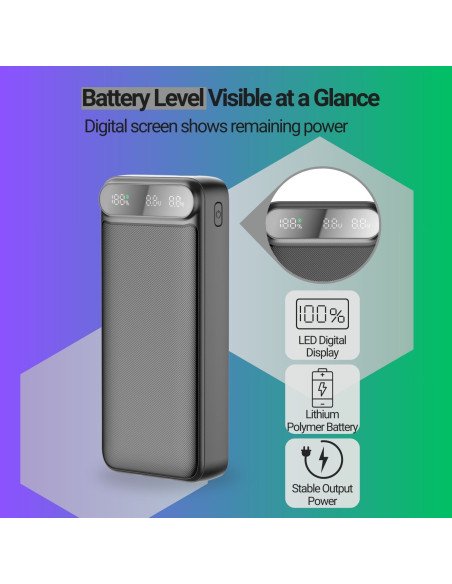 Powerbank FIT2 22.5W, 20000 mAh, Integrated Cables, Black