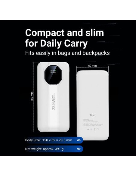 Išorinė baterija FIT2 Y1240 22.5W, 20000 mAh, balta
