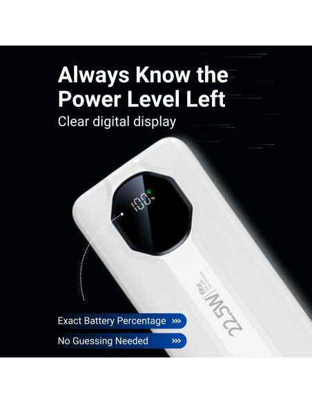 FIT2 Y1240 Fast Charging Power Bank 20000 mAh, 22.5 W PD, LED digital display, White