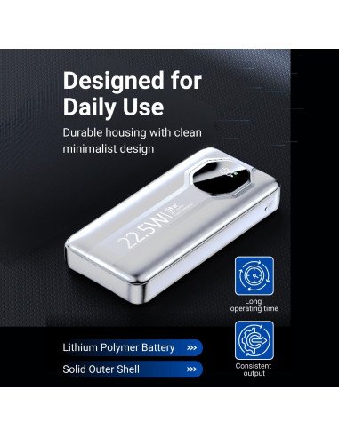 Išorinė baterija FIT2 Y1240 22.5W, 20000 mAh, balta — vaizdas 7