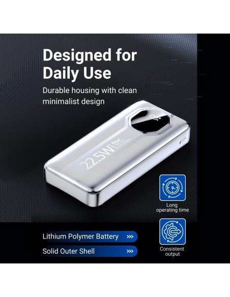 FIT2 Y1240 Fast Charging Power Bank 20000 mAh, 22.5 W PD, LED digital display, White — view 7