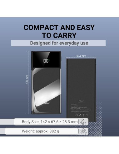 FIT2 K100 Fast Charging Power Bank 20000 mAh,...