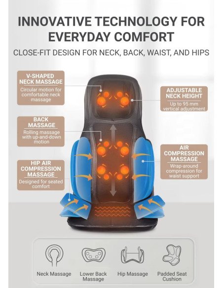 Massage seat FIT2 with Kneading, Tapping, Air Suspension and Heating