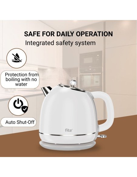 FIT2 Electric Kettle YD-1831, 1.7 L, 1500 W, Double-Wall, White