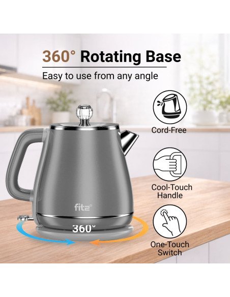 FIT2 Electric Kettle FITYD1830, 1.8 L, 1800 W, grey — view 4