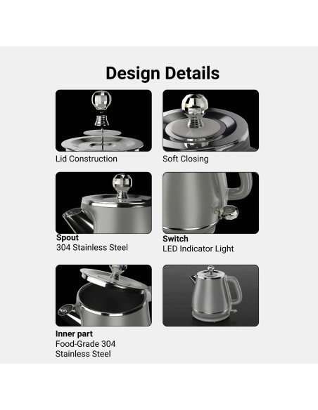 FIT2 Electric Kettle FITYD1830, 1.8 L, 1800 W, grey