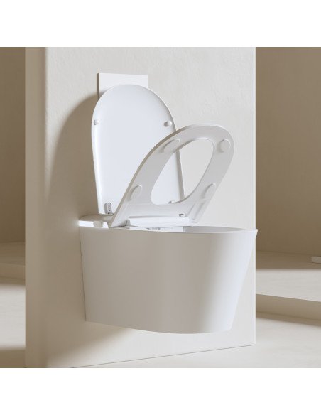 FIT2 SmartHome 9015 smart toilet with lid open showing rimless bowl