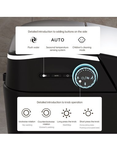 FIT2 SmartHome T9013 išmanusis klozetas, AUTO režimo šoninis valdymo skydelis