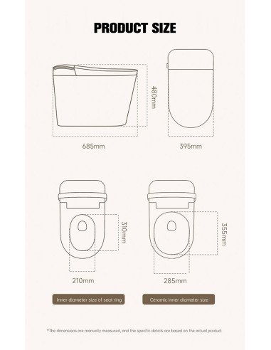 FIT2 SmartHome T9013 išmanusis klozetas, gaminio matmenų schema