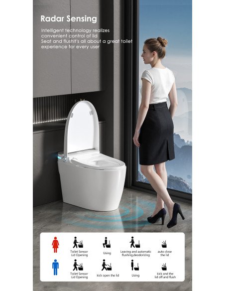 Išmanusis klozetas FIT2 SmartHome T9008, radarinis automatinis aptikimas