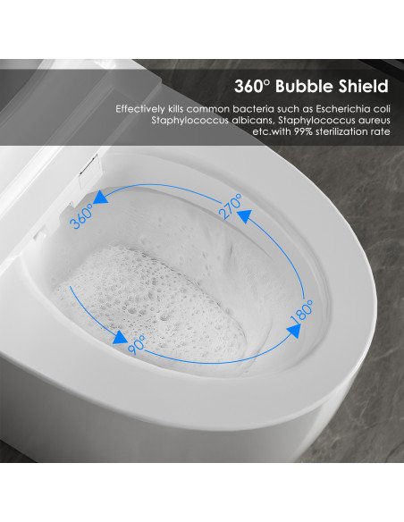 Išmanusis klozetas FIT2 SmartHome T9008, 360° burbulinis indo plovimas