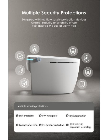 Išmanusis klozetas FIT2 SmartHome T9008, daugiapakopė saugos sistema