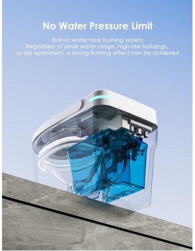 Išmanusis klozetas FIT2 SmartHome T9008, veikia be vandens slėgio apribojimų