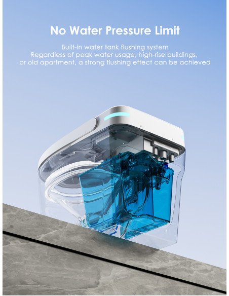 Išmanusis klozetas FIT2 SmartHome T9008, veikia be vandens slėgio apribojimų