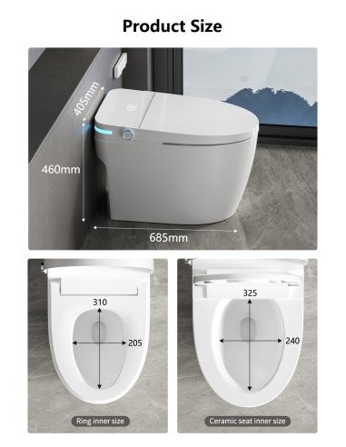 Išmanusis klozetas FIT2 SmartHome T9008, produkto matmenų schema
