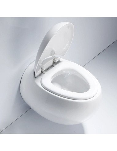 FIT2 7012 egg-shaped toilet with seat open top view rimless bowl interior
