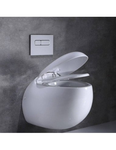 FIT2 7012 modern egg-shaped toilet bathroom installation with seat lifted