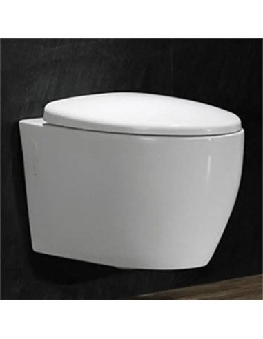 Pakabinamas klozetas be apvado FIT2 7010 570 mm platus blizgi balta vaizdas iš priekio