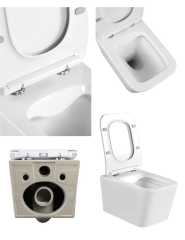 FIT2 7004 square toilet multiple views with concealed cistern frame